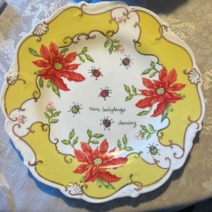 Lou Rota Anthropologie 12 days of Christmas nine ladybugs dancing plate